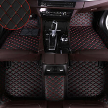 All Weather Car Floor Mats for Hyundai Elantra 20132014 2 Door, Custom Fit Waterproof Leather Full Set Black Red Line