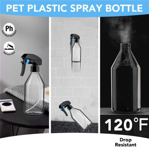 Plastic Spray Bottles for Cleaning Solutions,10OZ Reusable Empty Container with Durable Black Trigger Sprayer, 12Pack
