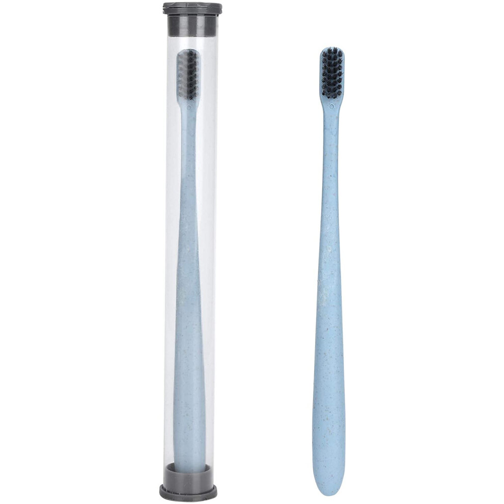 Blue Pack Of 50 Disposable Wheat Straw Travel Toothbrushes With Tube Soft Bristles For Oral Care