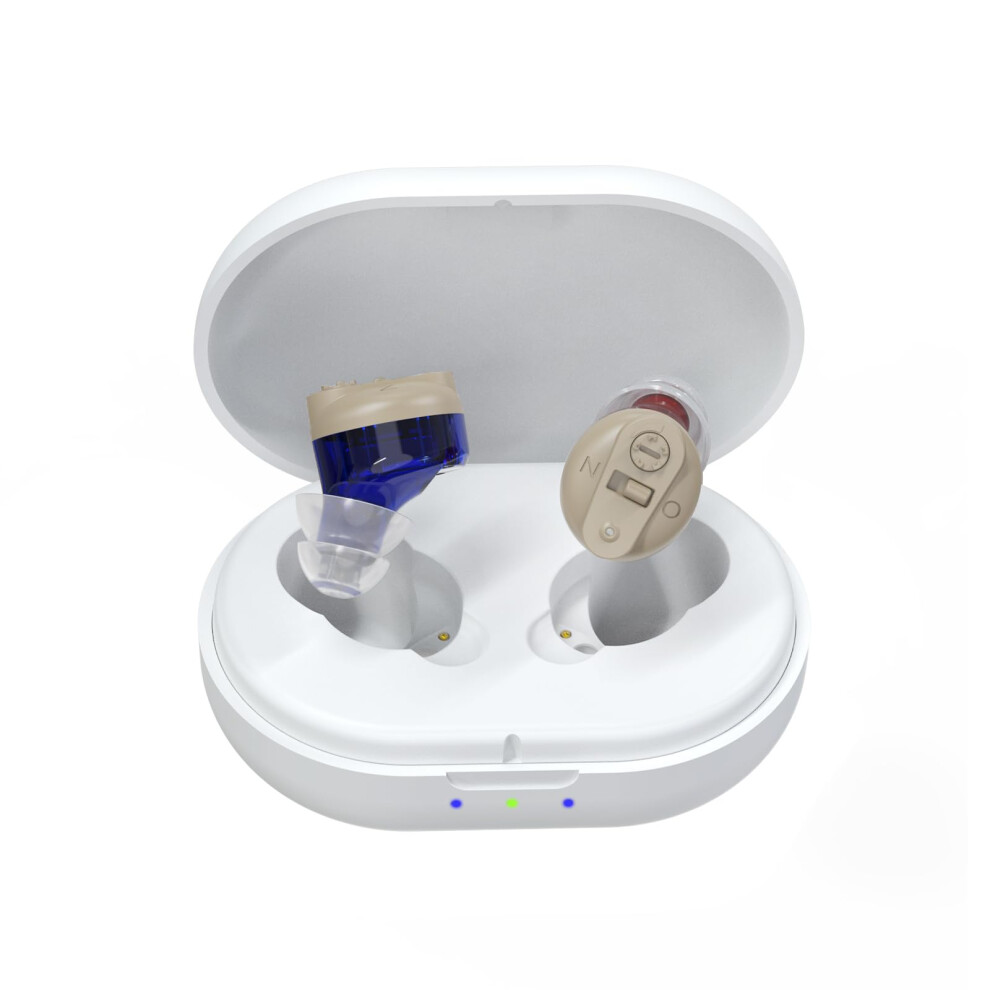 Rechargeable Hearing Aids for Seniors with Noise Cancelling and Nearly Invisible Comfort Fit Design