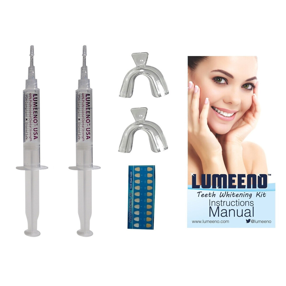 Teeth Whitening Kit with Dental Grade Gel and Reusable Mouth Trays for Professional Home Use