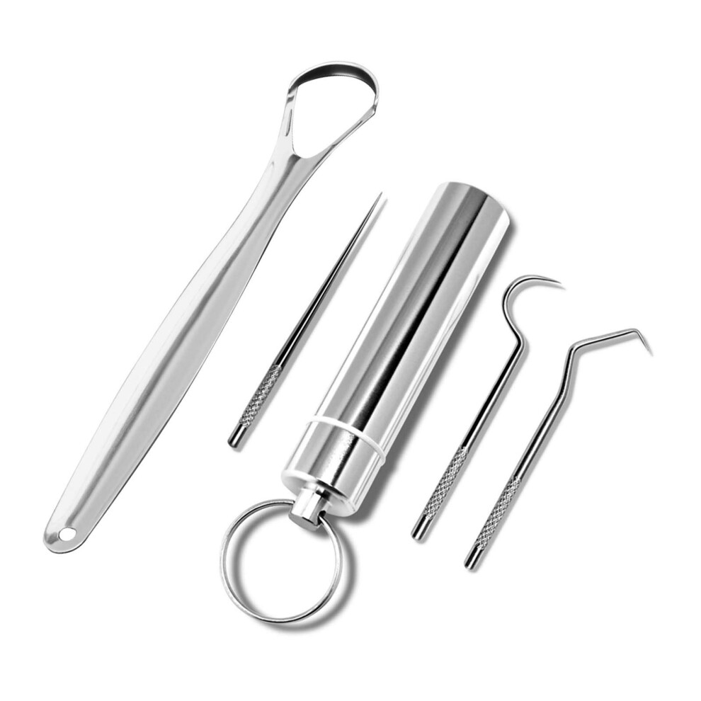 Stainless Steel Tongue Scraper and Toothpick Set for Fresher Breath and Travel Oral Care Kit