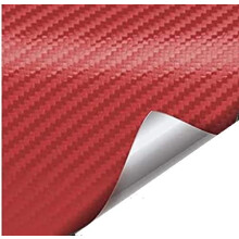 Matte Black Car Wrap Vinyl Roll and 3D Red Carbon Fiber Vinyl Film, Waterproof Self‑Adhesive, 12x48in