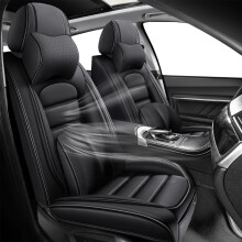 Leather Car Seat Covers for Chevy HHR 20062011, Waterproof Breathable Fit with Airbag Compatible Design (Black Deluxe)