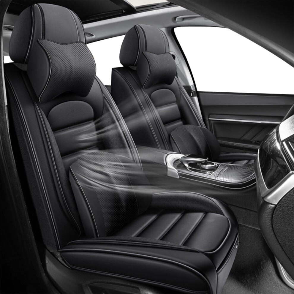 Leather Car Seat Covers For Chevy Hhr 20062011, Waterproof Breathable Fit With Airbag Compatible Design ( Deluxe) Black 9330225975748