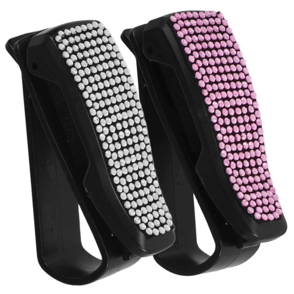 2Pcs Bling Rhinestone Car Visor Sunglasses Holder Clip With AntiâSlip Grip And Sparkling Diamond Finish For Women 9073542695936