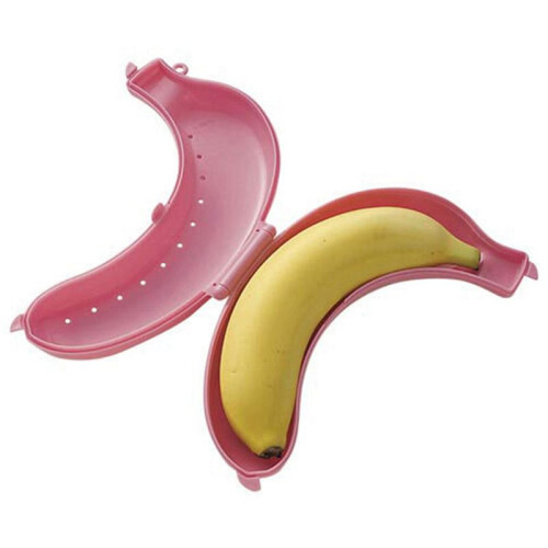 4X Cute Fruit Banana Protector Box Holder Case Lunch Container Storage Banana Case Kitchen Tools Plastic 2