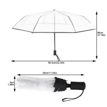 5X Transparent Paraply Automatiskt Paraply Regn Kvinnor MäN Regn Auto Paraply Kompakt Vikbart VindtäTt Stil Klart Paraply, Transparent + Svart