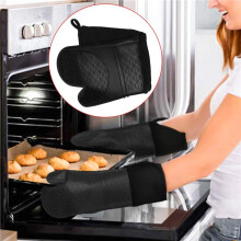 Extra Long Silicone Oven Mitts Heavy Duty Commercial Grade Oven Mitts Heat Resistant with Quilted Cotton Lining 8 Pack