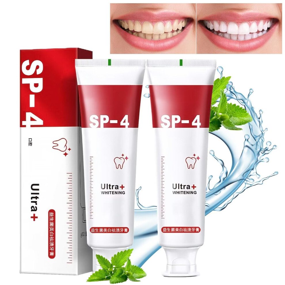 Whitening Toothpaste with Stain Removing Formula for Coffee Tea and Tobacco, Fresh Breath Care 2Pcs 120g