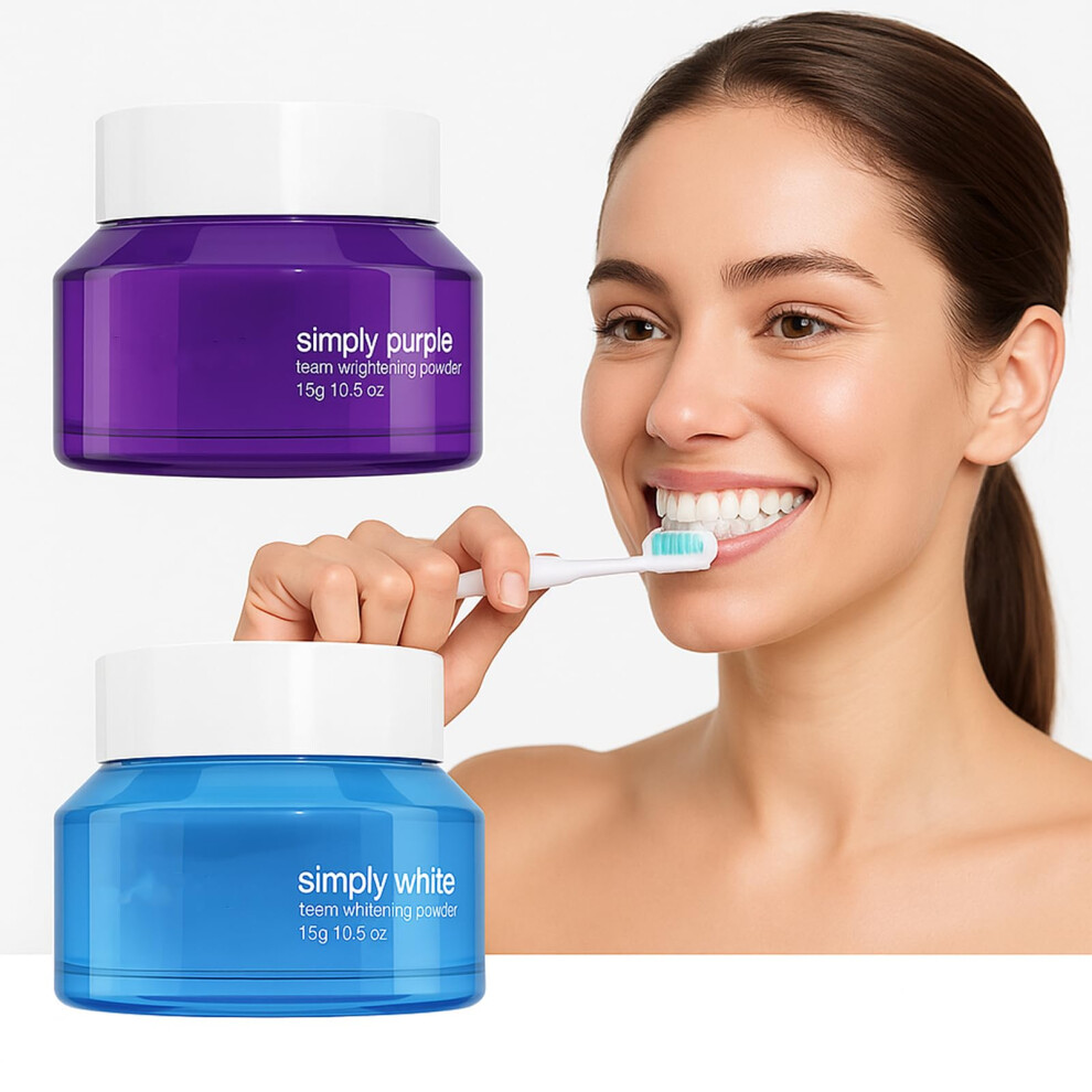 Yellow/Blue/Purple Teeth Whitening Powder With Natural Mint For Stain Removal, Gentle Polish, And 2 Pack