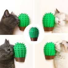 Cactus Cat Grooming Brush Massager Self-Scratching Post Wall-Mounted Corner Brush for Indoor Cats Face Scratcher