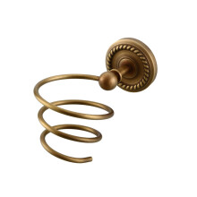 Refined Copper Hair Dryer Holder Wall Mounted Stand with Secure Spiral Design for Bathroom Storage