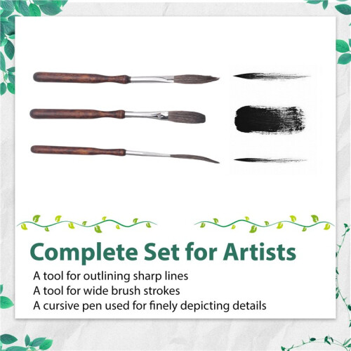 Pinstriping Brush Kit,3 Pcs Professional Striping Brushes Long Liner Script Scroll Rigger Brushes 1