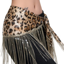 Glittering Sequins Belly Dance Hip Scarf Waist Chain with-Gold