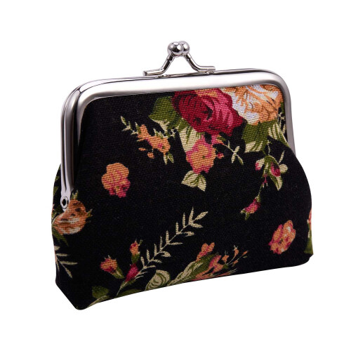 Canvas Hasp Purse Key Coin Wallet Bag(black) 1