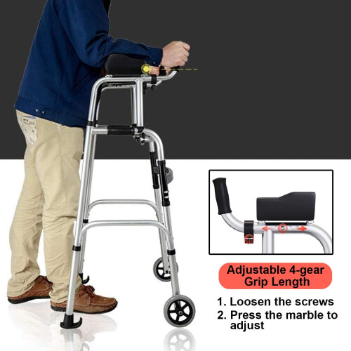 Folding Walker for Seniors with Adjustable Height and Armrests, 2Wheel Lightweight Rollator 2