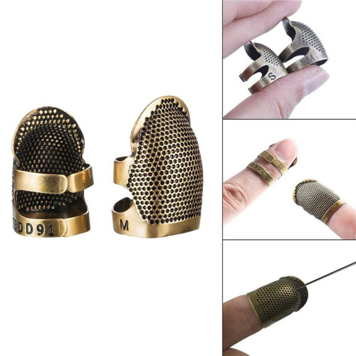 12 Pieces Sewing Thimble Finger Protector,Adjustable Metal Finger Shield Protector for Sewing Embroidery Needlework 1