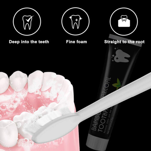 Charcoal Whitening Toothpaste with Mint for Stain Removal and Deep Cleaning, 2 Black Pack 1