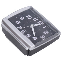Square Silent Alarm Clock, 11.3x10.5cm, Black, Desktop Home Office