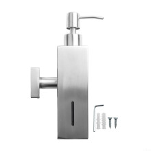 Wall Mounted Soap Dispenser Brushed Stainless Steel RustResistant Manual Push for Bathroom Silver