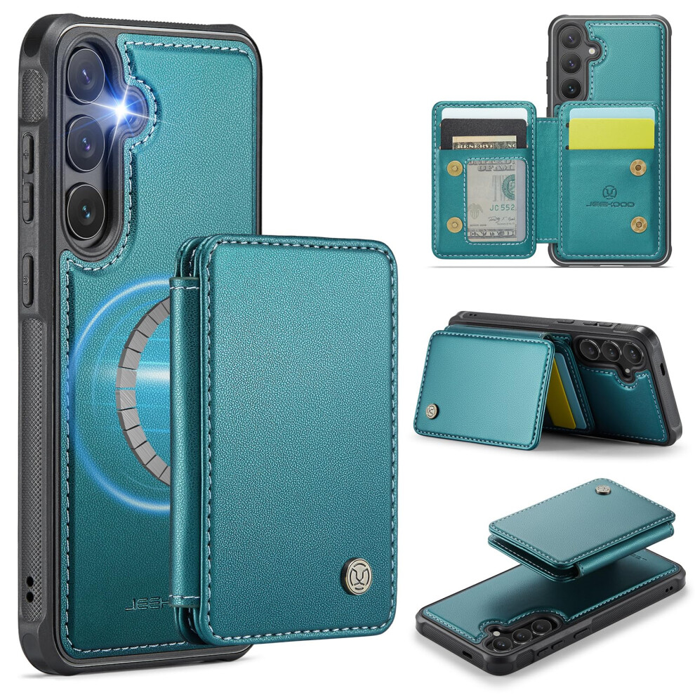 Wallet Case For Samsung Galaxy S25 Plus Magsafe Compatible Detachable Magnetic Rfid Blocking Teal Blue 9771547556848