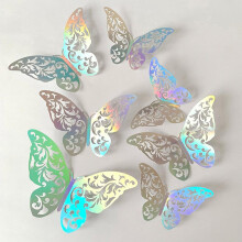 12Pcs Colorful Silver 3D Butterfly Wall Stickers Removable Decals for Bedroom Party Wedding