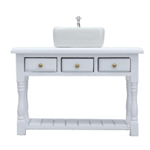 Doll House Bathroom Accessory Set 1:12 Mini White Wash Basin & Table Kit