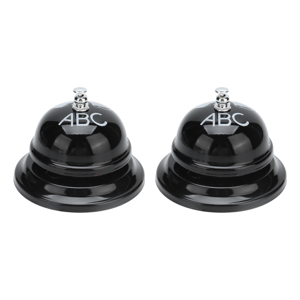 2Pcs Clear Sound Service Bell 8.5X7.6cm Glossy Stainless Steel Black 3371390545677