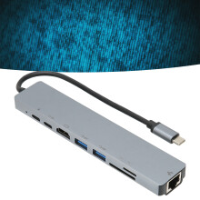8-in-1 USB C Dock Aluminum Alloy 152x32x14mm Supports 4K