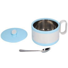 Edelstahl Ramen-Schüssel mit Deckel und Löffel, 15,5 cm, Blau