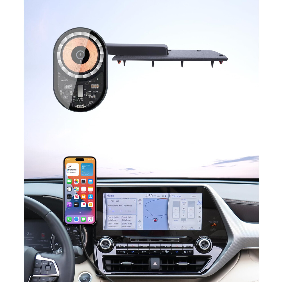 Phone Mount Wireless Fast Charging Holder For Toyota Highlander 20202026, Magsafe Magnetic Dashboard Clip 9092120181029