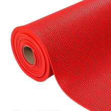 Red Floor Mat PVC NonSlip Drainage for Bathroom Shower Pool 120x300cm Bright Wide Coverage