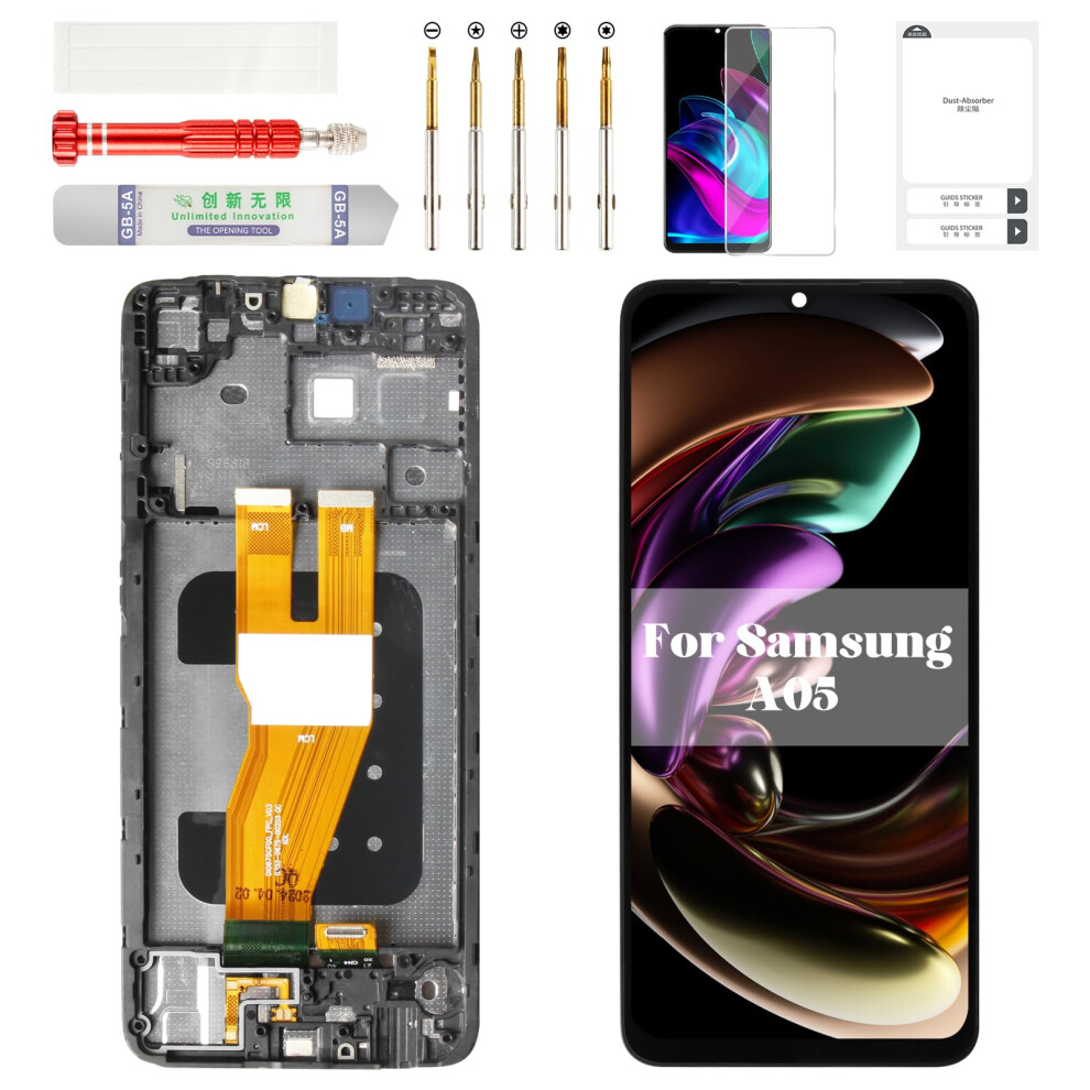 Screen Replacement Lcd Display Assembly With Frame 6.7 Inch Hd Touch Digitizer For Samsung A05 Black 9092120181098