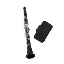 Bb Clarinet 17 Key Hard Rubber with Case, Shoulder Strap, Screwdriver, Bright Tone
