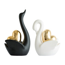 Couple Gooses Figurine Lover Gooses Statue Animal Sculpture-D