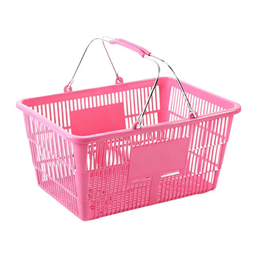 Pink Storage Basket with Handle, Large Capacity Durable Iron Organizer for Home Office Bathroom Use