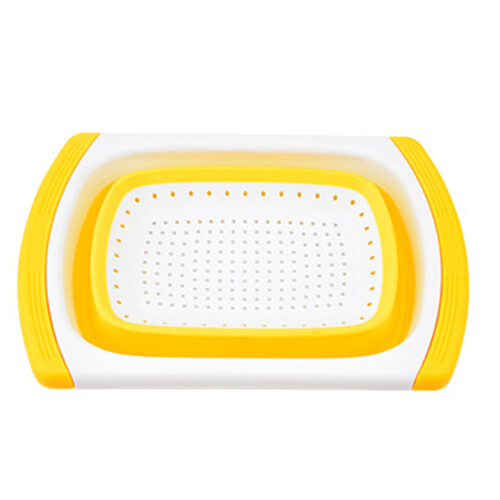 Washing Drain Basket Dish Drainer Extendable-yellowish white