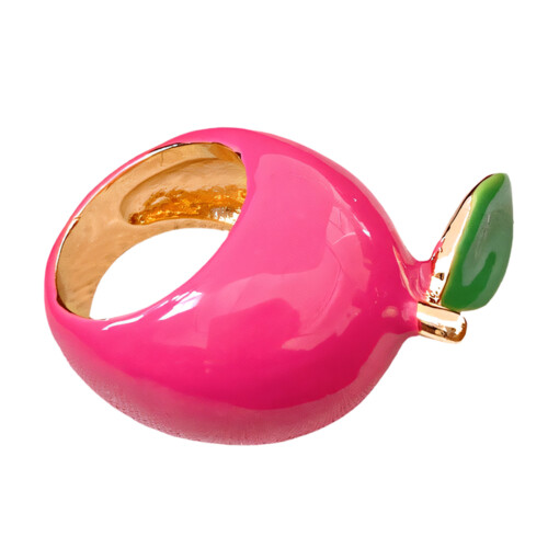 Handmade Vibrant Fruit Ring Dripping Oil Finger Ring-pink oval