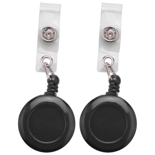 2X  Retractable Yo Yo Key Ring PULL CHAIN Belt Clip ID CARD Holder Ski Pass - Black