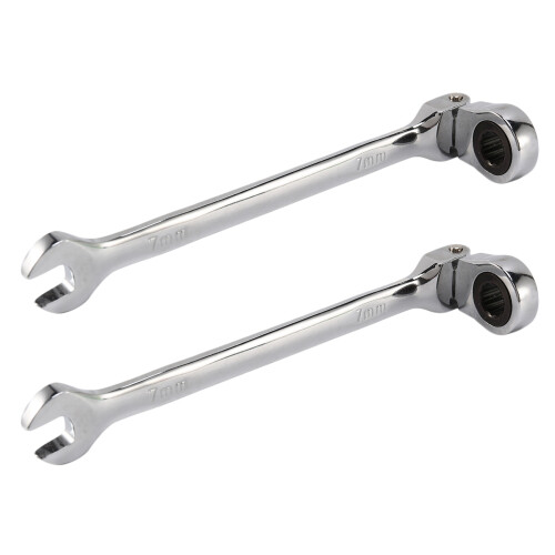 2X 7mm Flexible  Ratchet Action Wrench Spanner Nut Tool