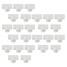 20mm PVC Tee 3 Way Water Pipe Tube Adapter Connectors White 25 Pcs