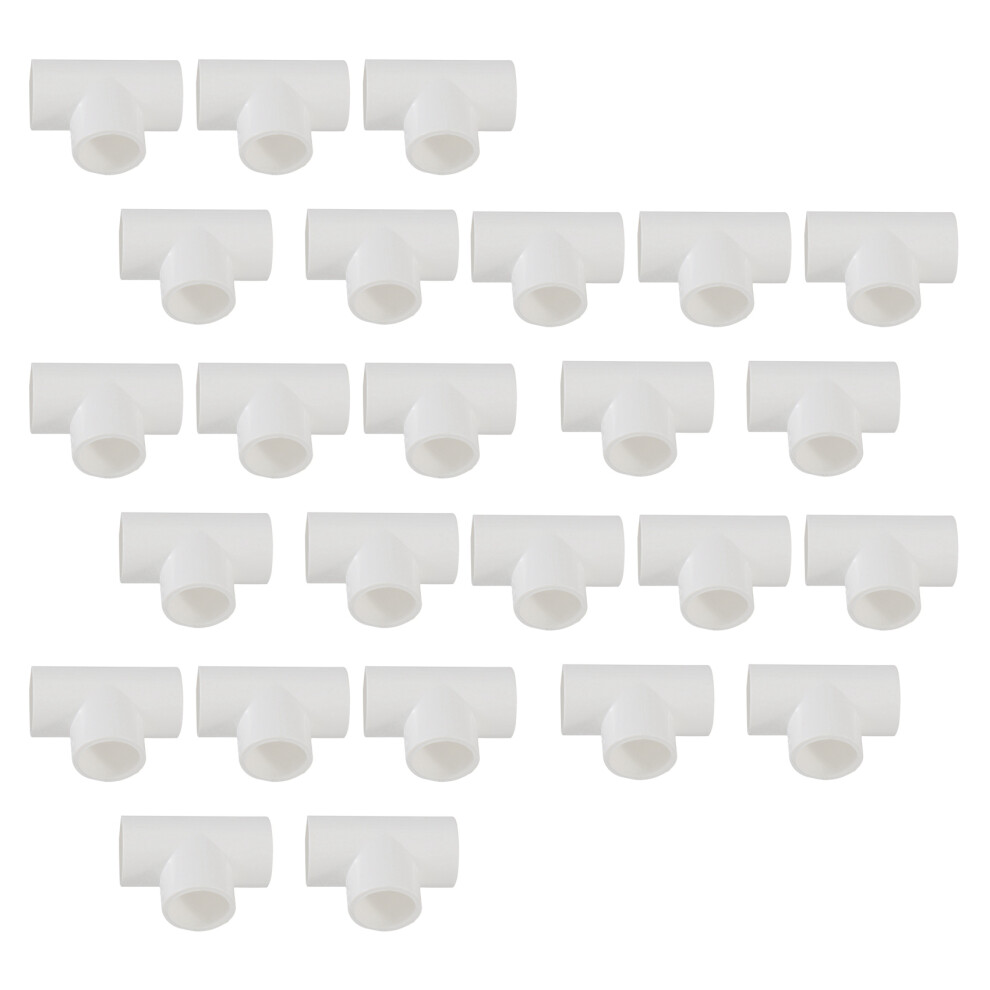 20Mm Pvc Tee 3 Way Water Pipe Tube Adapter Connectors White 25 Pcs 6032337779353