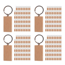 240 Pièces ChaîNe à Clés en Bois Rectangle Vierge Bricolage Porte-Clés Tags Clés Peut Graver Cadeaux DIY