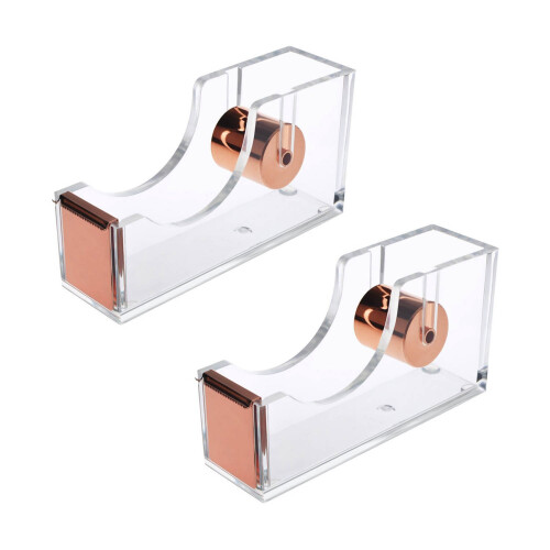 2X Design Acrylique de Luxe Devidoir Transparent de Ruban de Table de Bureau or Rose