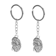 2X Brain Keychain Alloy Brainiac IQ Key Ring Fob Chain Medicine Human