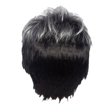 Perruque Courte Droite pour Hommes Ombre Gris Noir Perruque SynthéTique pour Cheveux Masculins Polarité RéAliste Perruques de Toupet Naturel