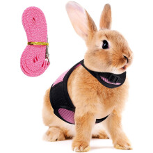 ArnéS de Conejo ArnéS Suave de Plomo para Conejos ArnéS de Conejo de Malla Chaleco de HáMster con Plomo EláStico (L, Rosa)