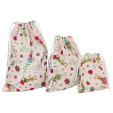 3Pcs Non-Woven Printed Bouquet Pocket, Floral Drawstring Outdoor Travel Storage Bag