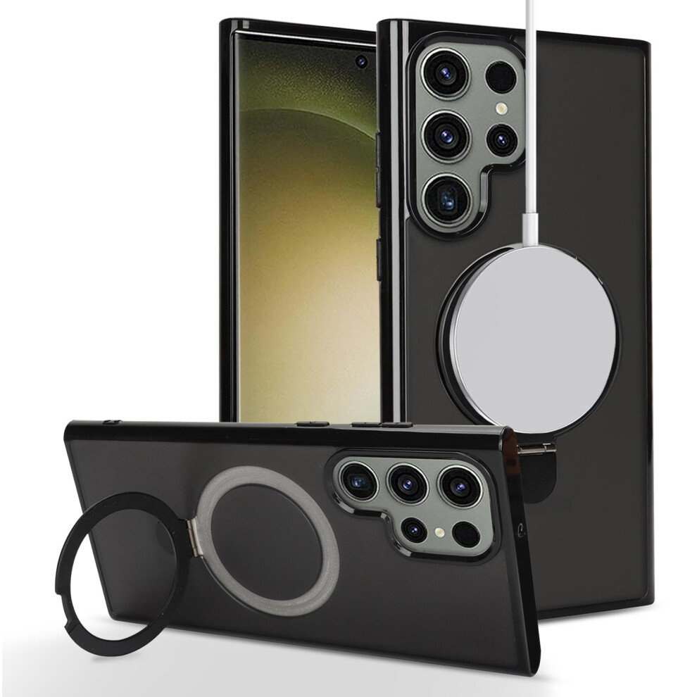 Case For Samsung Galaxy S23 Ultra Magsafe Compatible, Slim Shockproof Magnetic Cover With Foldable Kickstand Black 9771547557647
